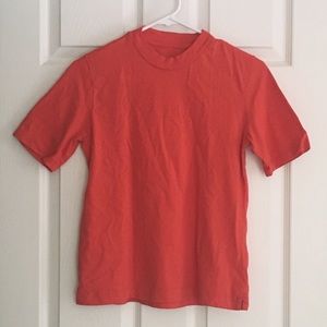 Everlane Mock Neck Tee in Poppy